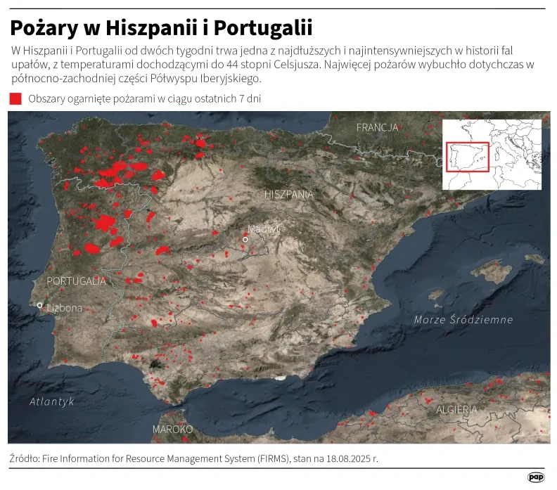 Pożary w Hiszpanii. Zamknięto szlak pielgrzymkowy Św. Jakuba [WIDEO]