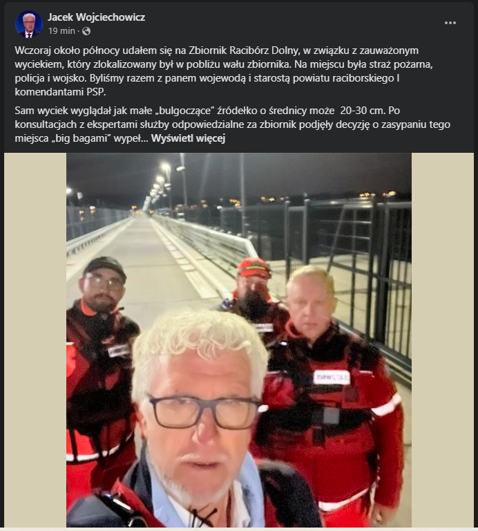 Awaria Zbiornika Racibórz Dolny - przeciek załatany