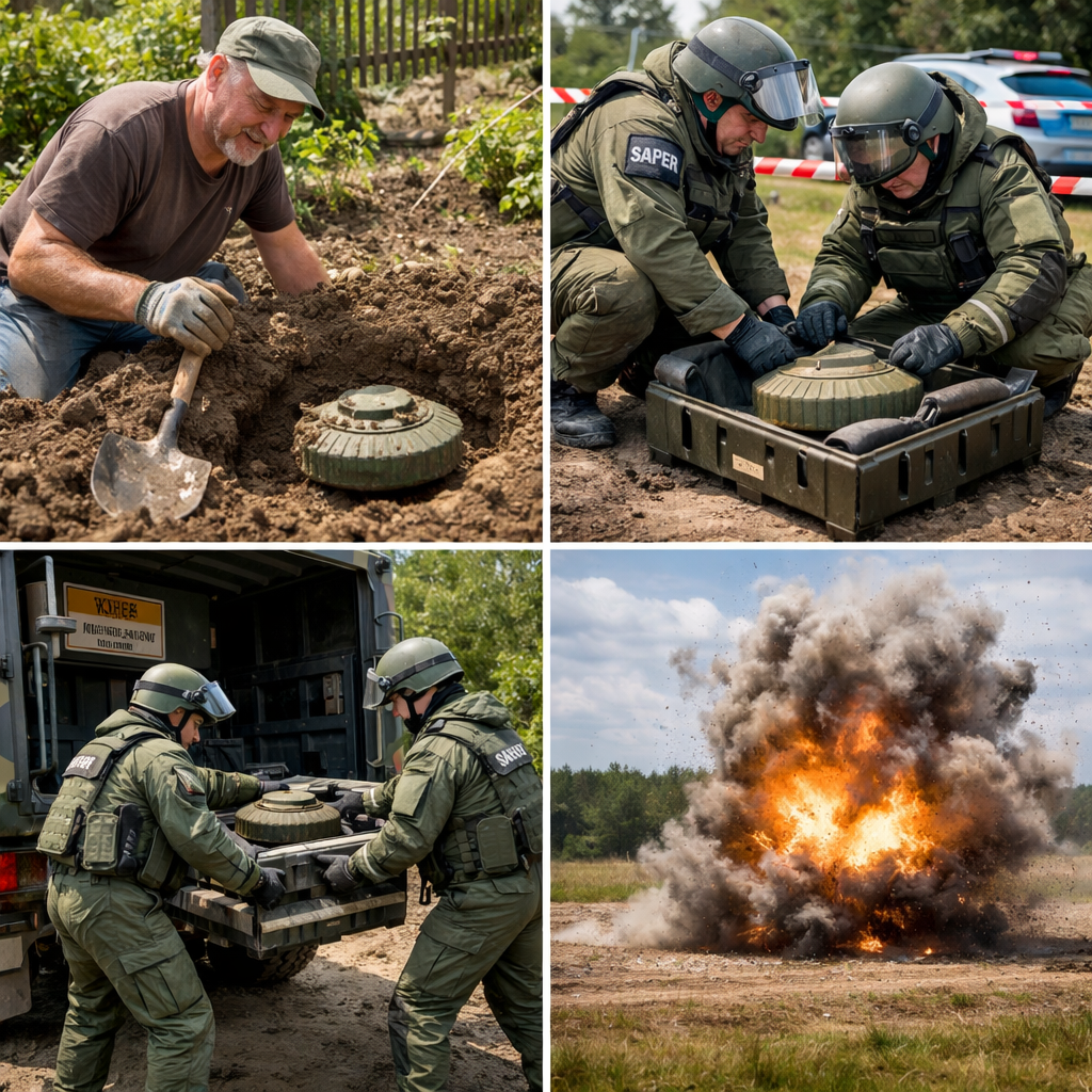 Mężczyzna wykopał minę w ogrodzie