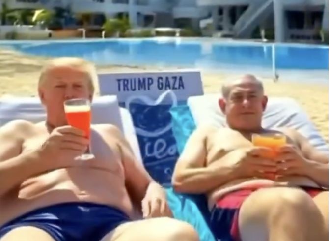 Kobiety z brodami i półnagie tancerki. Trump pokazał wizję Gazy