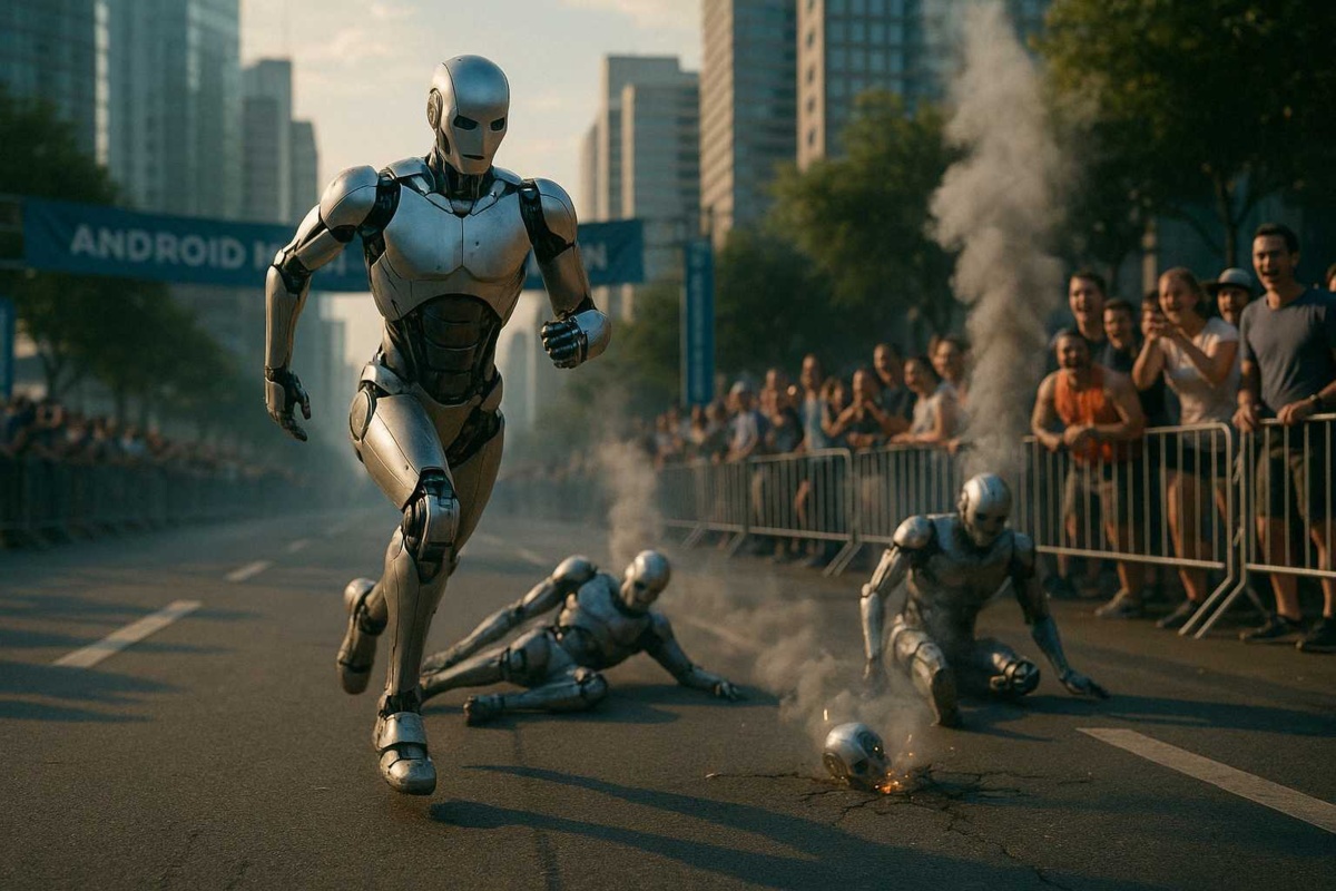 Chińczycy puścili roboty w półmaraton. Jeden się zapalił, drugi zgubił głowę. To trzeba zobaczyć! | BitHub.pl