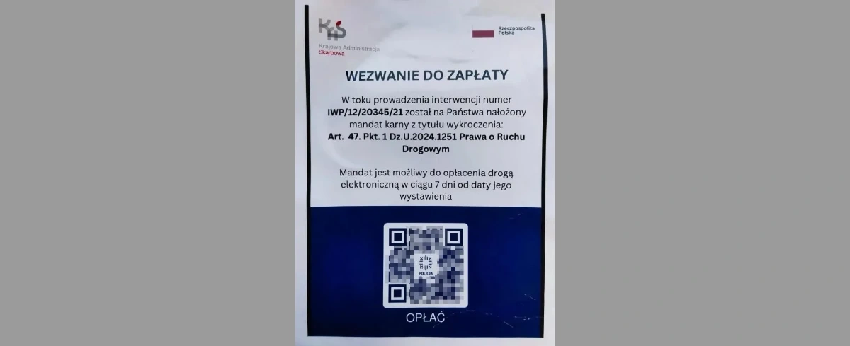 Alert KAS: Uwaga na fałszywe „mandaty” z kodem QR w całej Polsce. Pod żadnym pozorem go nie skanuj