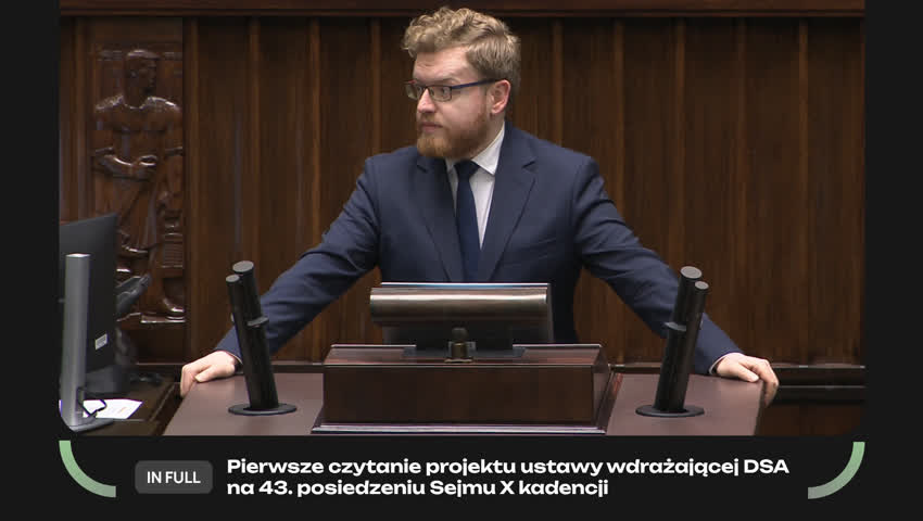 IN FULL: fragment 43. posiedzenia Sejmu X kadencji dot. wdrożenia legislacji Digital Services Act do polskiego prawa