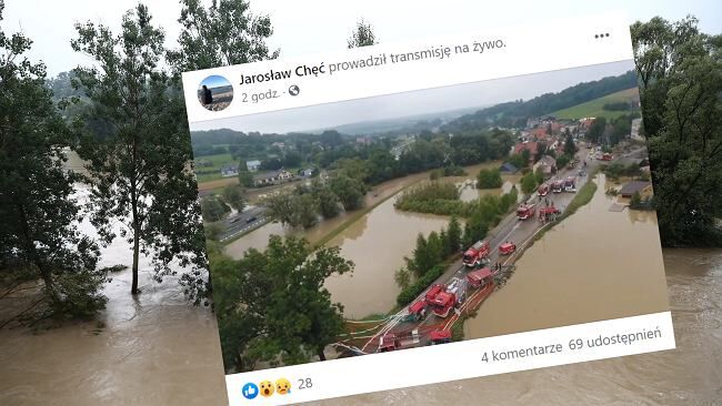 Ulewy w Małopolsce. Nagranie z drona pokazuje skalę podtopień w Głogoczowie