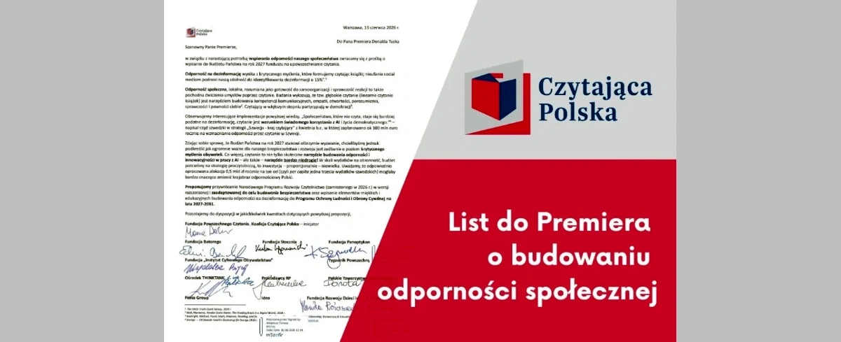 List do Premiera Donalda Tuska o odporności, zainicjowany przez Koalicję Czytająca Polska