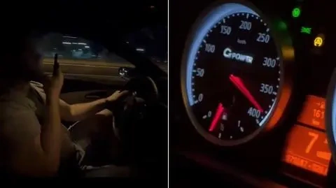 Na S79 z telefonem w ręku. Licznik pokazywał prawie 400 kilometrów na godzinę