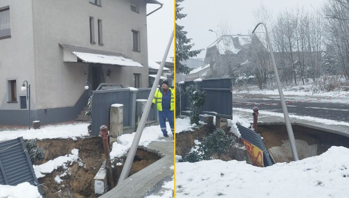 Ogromne zapadlisko w Olkuszu tuż obok domu, ewakuowano mieszkańców