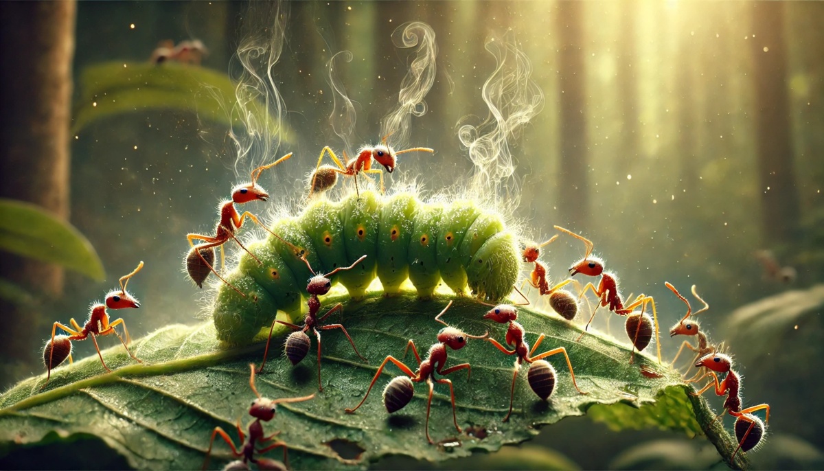Naukowcy zaskoczeni dziwną interakcją między gąsienicami i mrówkami