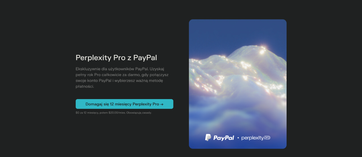 Darmowa roczna subskrypcja Perplexity Pro przez PayPal
