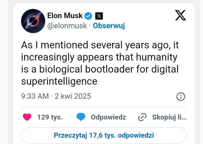 Elon Musk o poddańczej roli ludzkości. Mamy służyć sztucznej inteligencji