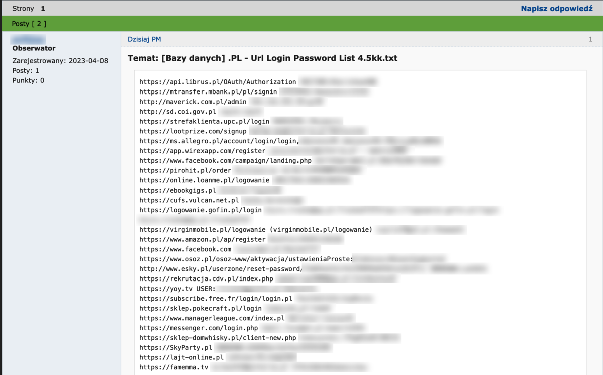 Kilka milionów loginów i haseł z Polski wyciekło do sieci