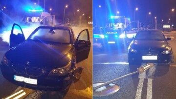 Małopolska. Potrącił policjantów swoim bmw, uderzył w znak. Uciekał przed kontrolą