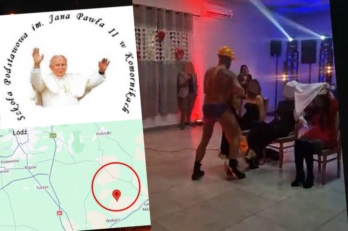 Striptiz na balu karnawałowym rady rodziców Szkoły Podstawowej im. Jana Pawła 2 w Komornikach