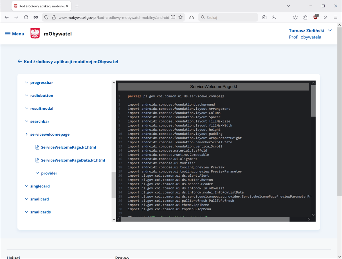 Rzekoma publikacja kodu źródłowego aplikacji mObywatel