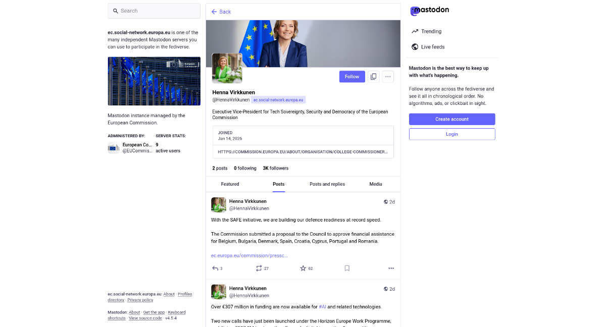 Henna Virkkunen, komisarz europejska, dołącza do Mastodona