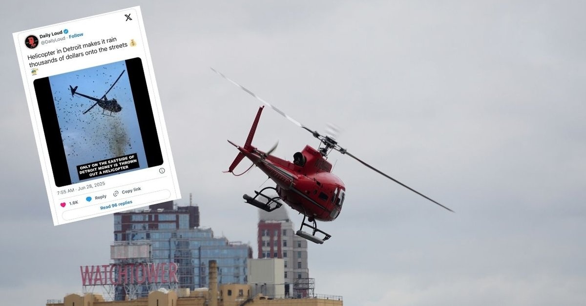 Rozrzucono banknoty z helikoptera. Niecodzienna wola zmarłego