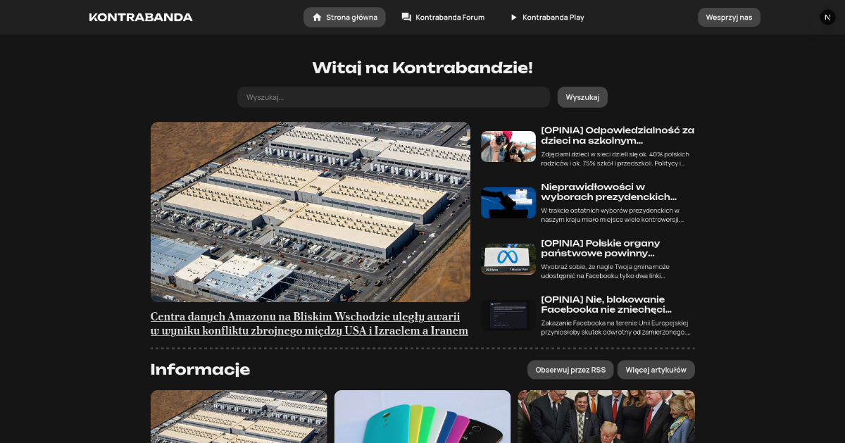 Showcase nowego wyglądu strony „Kontrabandy”