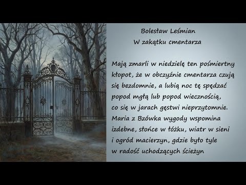 W Zakątku Cmentarza Bolesław Leśmian Poezje Wiersze | Poezja Dla Duszy
