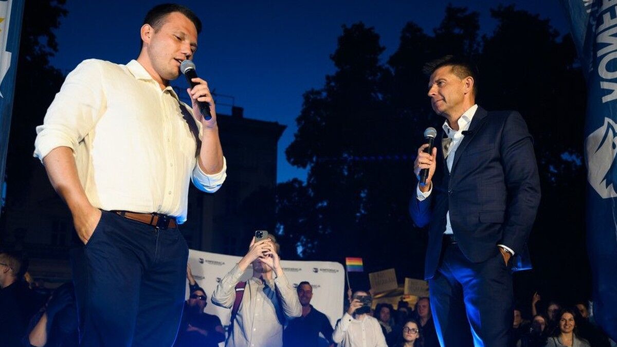 "Gibasz się jak lewicowy rezus". - R. Petru na wiecu Konfederacji. S. Mentzen zacytował kultowy film