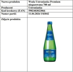 E.coli w wodzie źródlanej 11.04.2026 U03042