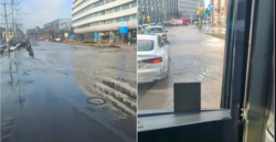 Awaria we Wrocławiu. Woda z pękniętej rury zalewa jezdnię i tunel pod Galerią Dominikańską. Trwa akcja służb