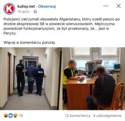 34-letni Afgańczyk szedł pieszo po S8 - myślał, że jest... w Paryżu