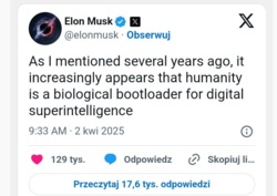 Elon Musk o poddańczej roli ludzkości. Mamy służyć sztucznej inteligencji