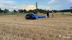 Wypadek śmigłowca w Błazinach Górnych. Zahaczył o linie energetyczne, dwie osoby w szpitalu