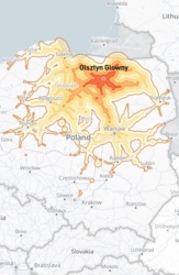 Interaktywna mapa zasięgu połączeń kolejowych w czasie 1 do 5 godzin od wybranej stacji.