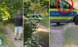 Niemiecki policjant pokazał polskim obywatelom środkowy palec