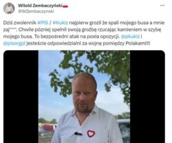 Uszkodzone auto posła Koalicji Obywatelskiej, a wcześniej groźby. Policja publikuje wizerunek podejrzewanego