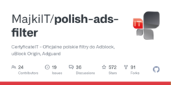 GitHub - MajkiIT/polish-ads-filter: CertyficateIT - Oficjalne polskie filtry do Adblock, uBlock Origin, Adguard