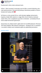 Inpost właśnie ogłosił że będą instalowali defibrylatory na paczkomatach. Na początek 100 tam gdzie obecnie jest ich najmniej, później kolejne. https://x.com/RBrzoska/status/1955509625031360724 #inpost #aed #medycyna #wiadomoscipolska