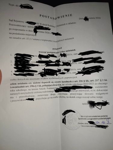 No i skończyło się rumakowanie. Patologia z klasy mojej córki dostała zawiadomienie o wszczęciu postępowania - winiucho - Hejto.pl