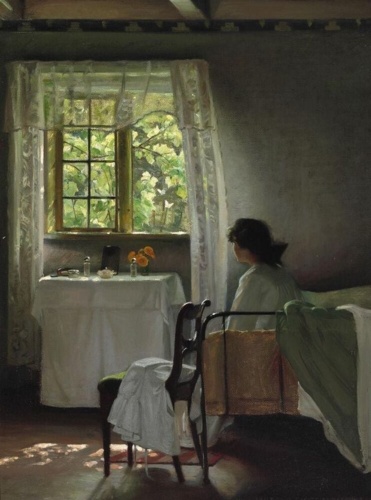 #sztuka #art #malarstwo #obrazy autor: Harald Slott-Møller | Længsel | 1913 | oil on canvas | 65 x 49 cm - GARN_ - Hejto.pl