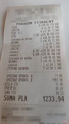 #paragonygrozy podobno z Sarbinowo. Człowiek od razu inaczej patrzy na cały stół zastawiony żarciem za 80 erło - wonsz - Hejto.pl