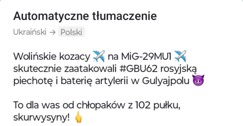 Hulajpole (Obwód zaporoski) MIG-29MU1 przeprowadził atak na wrogą pozycję w obwodzie - Mikuuuus - Hejto.pl