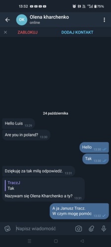 Oh Olga, nie wiesz na kogo trafiłaś. #beninscam #scam #heheszki - RACO - Hejto.pl