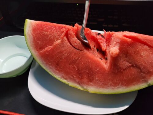 Arbuz na kolację i jak zwykle przypomina mi się dowcip podchodzący pod ﻿#grazynacore﻿ który X lat temu - nobodys - Hejto.pl