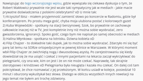Ciekawy wątek na wykopie. Wy jakie macie doświadczenia z celebrytami? Ja w swoim życiu spotkałem tylko Pudziana - - Gamtaro2 - Hejto.pl