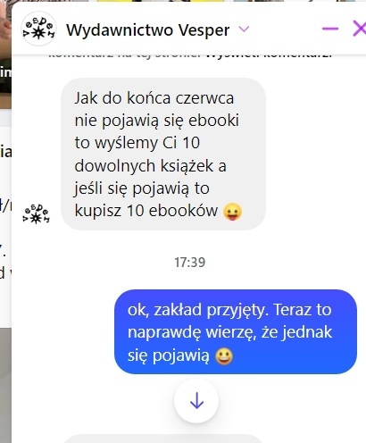 Albo w końcu pojawią się niedługo ebooki Vespera, albo ich trollowanie ludzi marudzących o ebooki weszło na - Hilalum - Hejto.pl