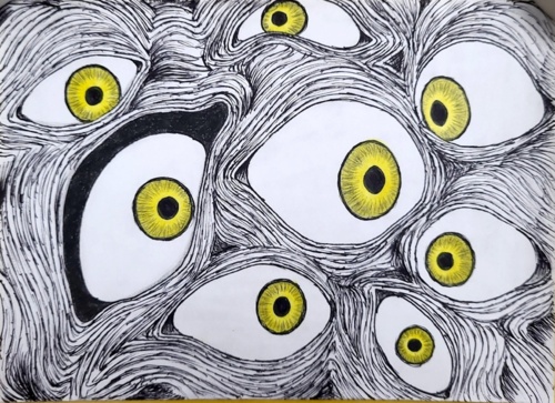 #narysunki Koniec śmiechów i chichów. Czas na horror, a przynajmniej takie miałam założenie. XD Chora jestem, to - Fafalala - Hejto.pl