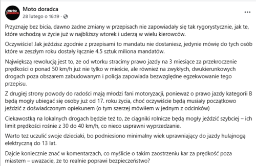 W komentarzach bez zaskoczenia - sebki i janusze, dla których zapierdalanie 50 (!) ponad limit jest ok, a karanie za to - maximilianan - Hejto.pl