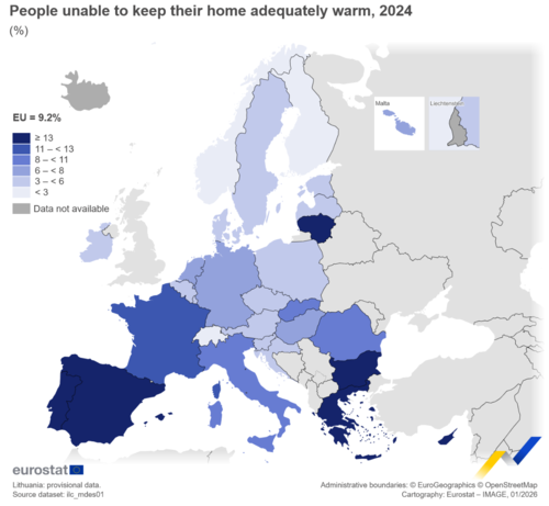#ciekawostkistatystyczne || 9,2% populacji UE ma problemy z utrzymaniem ciepła w domu W 2024 roku 9,2% populacji UE nie - bojowonastawionaowca - Hejto.pl
