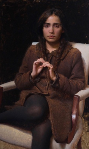 #sztuka #art #malarstwo #obrazy autor: Alex Venezia | Braids | 2019 | Oil on Panel | 81.3 × 50.8 cm - GARN_ - Hejto.pl