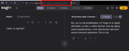 Najlepszy obecnie tłumacz w internecie xDDD Można zmienić w pasku adresu język źródłowy i docelowy na dowolną - entropy_ - Hejto.pl
