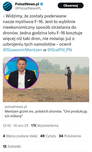 To mieli rzucać w te drony kamieniami, czy może strzelać z łuków, aby było najbardziej ekonomicznie? #polityka - tomilidzons - Hejto.pl