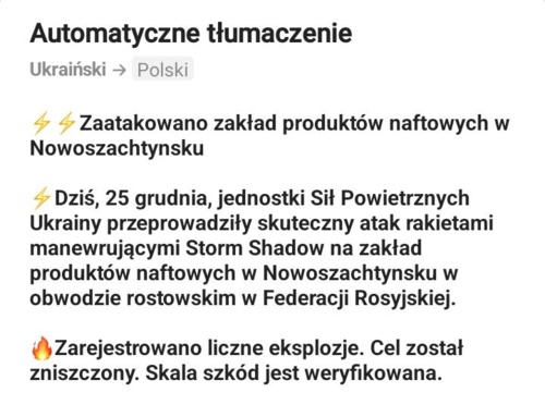 MAMY TO :partying_face: Od Sztabu Generalnego Sił Zbrojnych Ukrainy #ukraina #wojna #rosja #rafinerie #generalstaffzsu - Mikuuuus - Hejto.pl