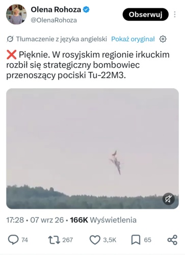 Podobno podczas lotu treningowego i bez uzbrojenia i wszyscy się katapultowali, ale cieszy że się rozbił. rosja